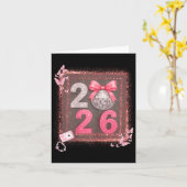 ニューイヤー スパークル ディスコ リボン 2026 コケッティー カード (黄色い花)