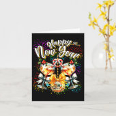 ニューイヤー チャンピエー ディスコ コケッティー ボウ 新年 花火 カード (黄色い花)