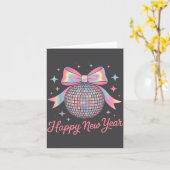 ニューイヤー ディスコボール ラグジュアリー ゴールド ハッピー  カード (黄色い花)