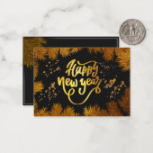 ニューイヤー・パインゴールド・エレガント・コーポレートパーティー ノートカード (正面/裏面インサイチュ)