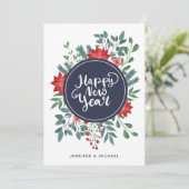 ニューイヤー フローラル | フォト ホリデー カード (スタンド正面)