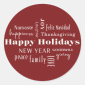 ニューイヤー ホリデー メッセージ バーガンディ ラウンドシール (正面)