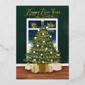 ニューイヤー・マジカル・ファイヤーワークス・クリスマスツリー 箔シーズンカード (正面)