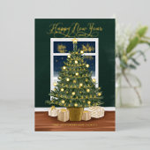 ニューイヤー・マジカル・ファイヤーワークス・クリスマスツリー 箔シーズンカード (立ち正面)