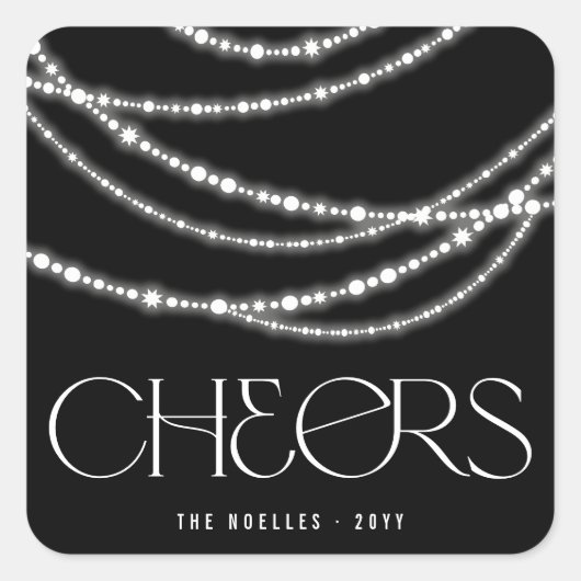 ニューイヤー 乾杯 スパークリングライト スタイリッシュ シック スクエアシール (正面)
