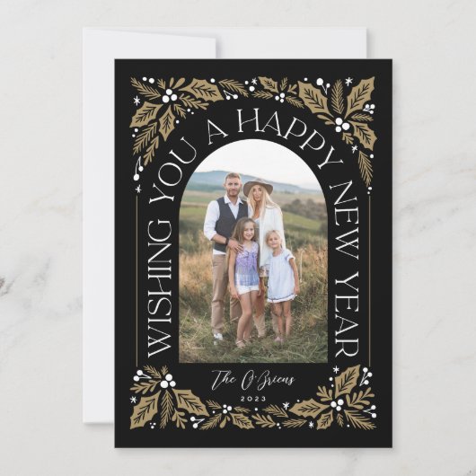 ニューイヤーArch Berry Golden 3フォトコラージュ シーズンカード (正面)