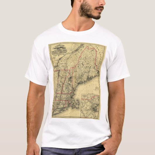 ニューイングランドおよび環境(1860年)の地図 Tシャツ (正面)