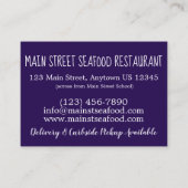 ニューイングランドのクラムクランベイシーフードレストラン 名刺 (裏面)