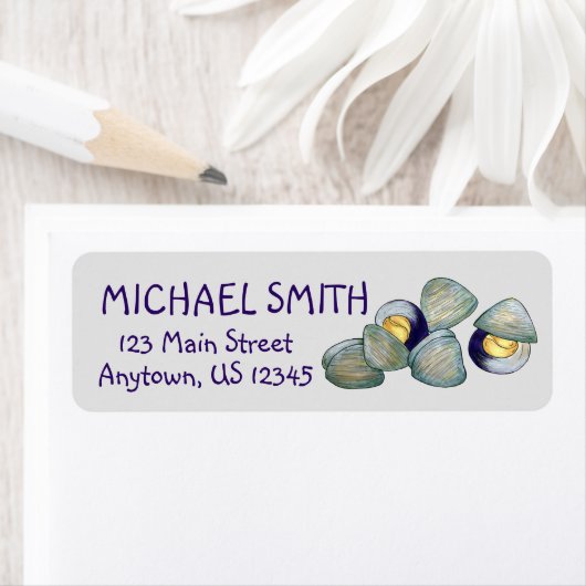 ニューイングランドのクラムクランベークビーチサマーシーフード ラベル (インサイチュ)