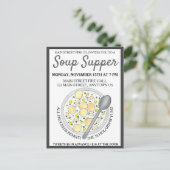ニューイングランドのクラムチャウダーボウルのスープ調理夕食 インビテーションポストカード (スタンド正面)