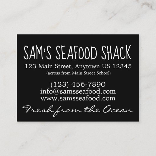ニューイングランドのクラムベイクシーフードレストランフィッシュマーケット 名刺 (裏面)