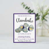 ニューイングランドのクランベイククラムベイクビーチブロックパーティー インビテーションポストカード (スタンド正面)