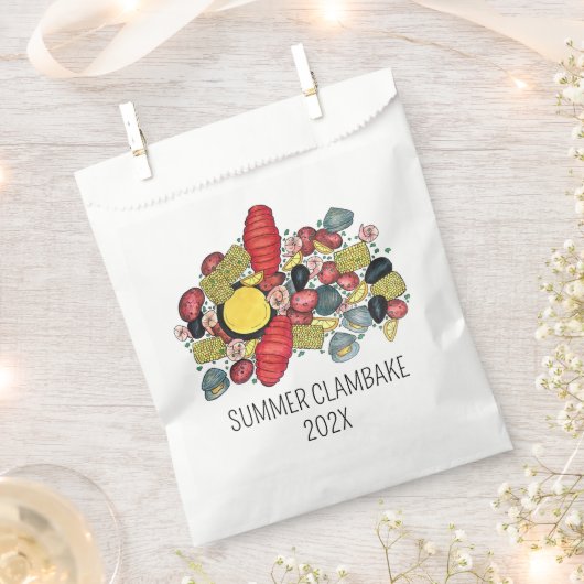 ニューイングランドのクランベークロブスターボイルブロックパーティー フェイバーバッグ (クリップ留めされた状態)