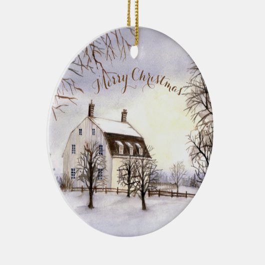 ニューイングランドのクリスマスオーナメント冬 セラミックオーナメント (右)