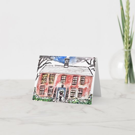 ニューイングランドのクリスマスホリデーカード サンキューカード (正面)