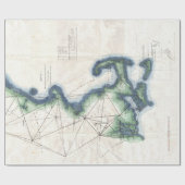 ニューイングランドのケープコッドの地図のヴィンテージの海岸 ラッピングペーパー (フラット)