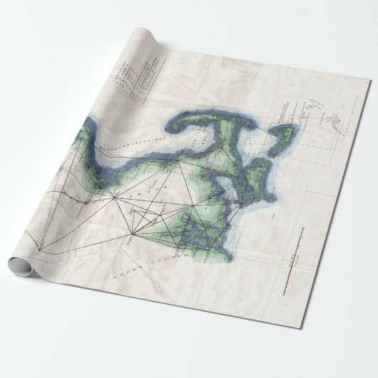 ニューイングランドのケープコッドの地図のヴィンテージの海岸 ラッピングペーパー (アンロールド)