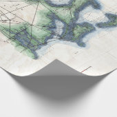 ニューイングランドのケープコッドの地図のヴィンテージの海岸 ラッピングペーパー (角)