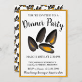 ニューイングランドのムール貝ビーチシーフードディナーパーティー 招待状 (正面/裏面)