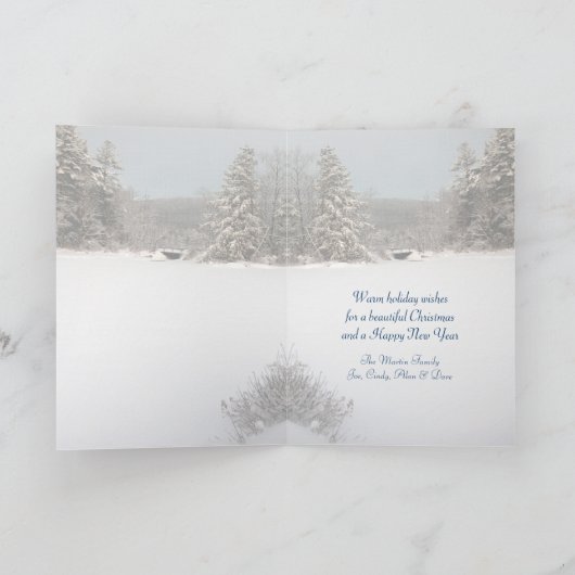 ニューイングランドの冬のクリスマスカード シーズンカード (内部)