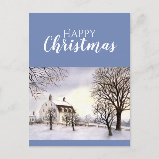 ニューイングランドの冬の水絵画色 ポストカード (正面)