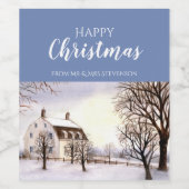 ニューイングランドの冬の水絵画色 ワインラベル (シングルラベル)