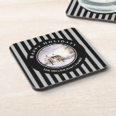 ニューイングランドの冬クリスマスブラックグレーサークル コースター (左側)