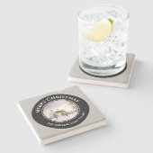 ニューイングランドの冬クリスマスブラックグレーサークル ストーンコースター (横)