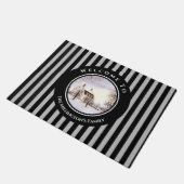 ニューイングランドの冬クリスマスブラックグレーサークル ドアマット (アングル)