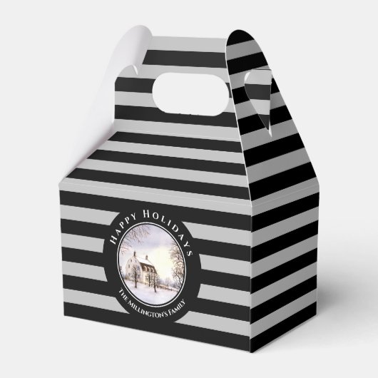 ニューイングランドの冬クリスマスブラックグレーサークル フェイバーボックス (裏面サイド)