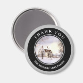 ニューイングランドの冬クリスマスブラックグレーサークル マグネット (正面/裏面)