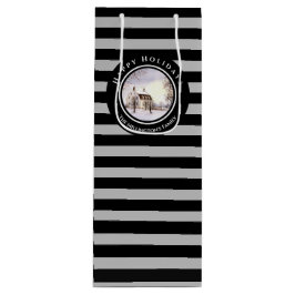 ニューイングランドの冬クリスマスブラックグレーサークル ワインギフトバッグ