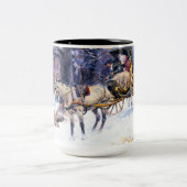 ニューイングランドの古いクリスマス(by Charles Russell) ツートーンマグカップ (中央)