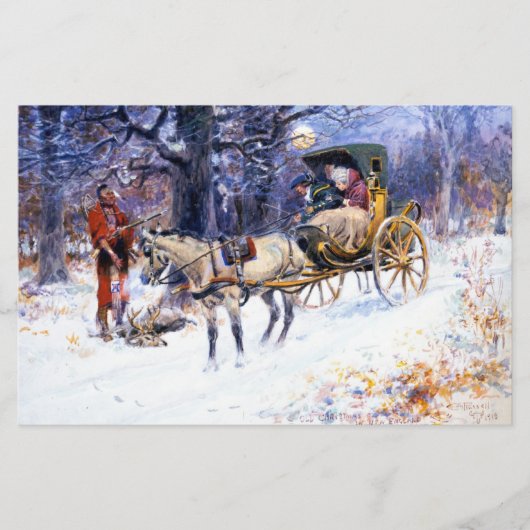 ニューイングランドの古いクリスマス(by Charles Russell) 便箋 (正面)