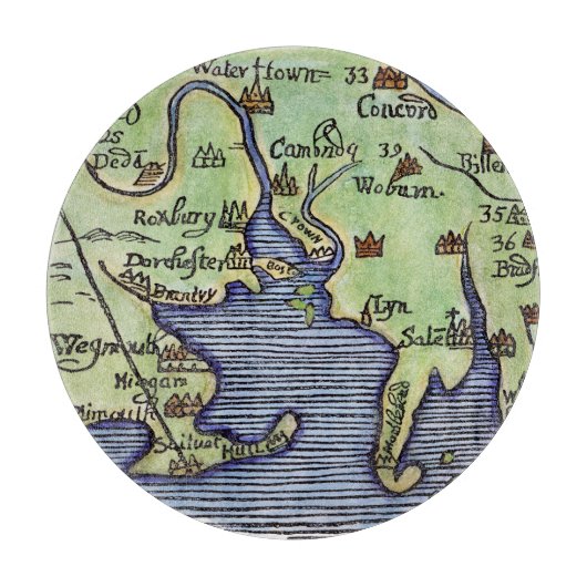 ニューイングランドの地図1677年 カッティングボード (正面)