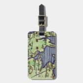 ニューイングランドの地図1677年 ラゲッジタグ (正面縦)