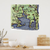 ニューイングランドの地図1677 ポスター (キッチン)