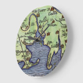 ニューイングランドの地図1677 ラージ壁時計 (傾斜)