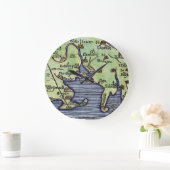 ニューイングランドの地図1677 ラージ壁時計 (ホーム)