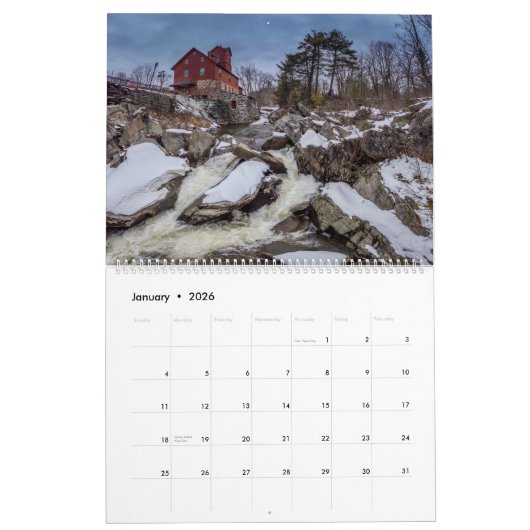 ニューイングランドの季節のカレンダー カレンダー (1月 2026)