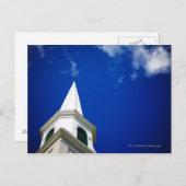 ニューイングランドの教会の鐘楼とロイヤルブルーの空 ポストカード (正面/裏面)