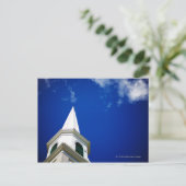 ニューイングランドの教会の鐘楼とロイヤルブルーの空 ポストカード (スタンド正面)