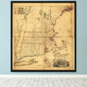 ニューイングランドの最も人の多い地域の地図1755 キャンバスプリント (インサイチュ (ウッドフロア))