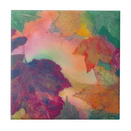 ニューイングランドの海岸沿いの紅葉 タイル (正面)