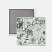 ニューイングランドの海岸線の地図 マグネット (正面/裏面)