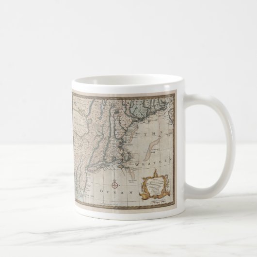 ニューイングランドの海岸(1747年)のヴィンテージの地図 コーヒーマグカップ (右)