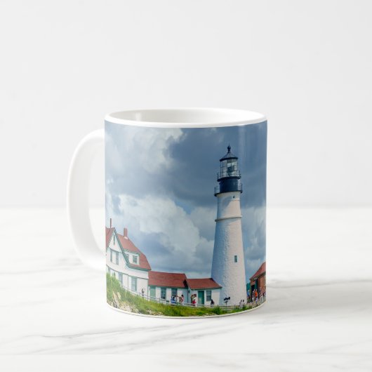 ニューイングランドの灯台海岸の風景 コーヒーマグカップ (正面左)