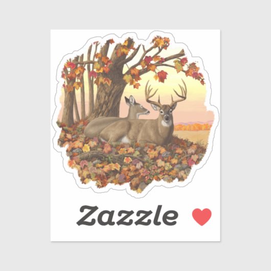 ニューイングランドの秋にホワイトテールディアー紅葉 シール (シート)