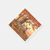 ニューイングランドの秋にホワイトテールディアー紅葉 スタンダードカクテルナプキン (角)