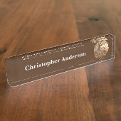 ニューイングランドの秋にホワイトテールディアー紅葉 デスクネームプレート (側面)